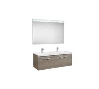 Pack Unik - Meuble 2 tiroirs, lavabo double et miroir à LED 1200 Frene - ROCA A855934321