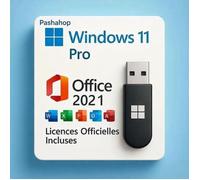 Pack USB Bootable - Microsoft - Windows 11 Pro - 8 Go - Licence Office 2021 Pro Plus - Installation facile