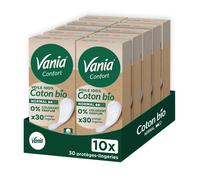 Pack Vania Protège-Slips Confort Voile 100 % Coton Bio Normal, Lot De 10x30 Protège-Slips ¿ Protège-Lingeries Sans Parfum Et San