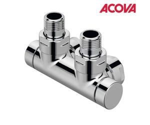 Pack vanne d'isolement en H kit T CHROME coudé ACOVA - 991628