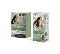 Pack Vegliss Lissage Brésilien Nouvelle formule + Post Lissage (Shampooing et traitement végétalien 3 en 1) - Lissage professionnel à domicile en kératine