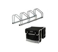 Pack Vélo - Râtelier Sol 4 Vélos Garage + Sacoche Double 31L Porte-Bagage - Kit Rangement & Transport Universel