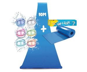 Pack Ventriglisse Géant XXL | 1 Tapis de Glisse 10 Mètres + 6 Bombes à Eau Rechargeables en Silicone | Slip'n Slide | Jeu d'eau Plein Air Insolite et 100% Fun | OriginalCorner®
