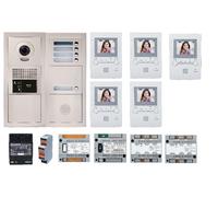 Pack vidéo 5 BP avec 5 moniteurs programmés blanc - AIPHONE - 200385