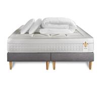 Pack Vingt-Huit 160 x 200 cm sommier Gris - 28cm - Ressorts ensachs et mmoire de forme - Soutien sur mesure - Double sommiers Gris - Avec couette et oreillers