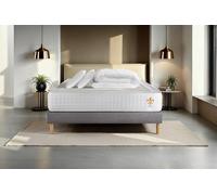 Pack Vingt-Quatre 160 x 200 cm sommier Gris - 24cm - Ressorts ensachs et mmoire de forme - Technologie htelire - Sommier Tapissier Gris - Avec couette et oreillers