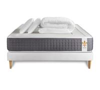Pack Vingt-Six 140 x 200 cm sommier Kit Blanc - 26cm - Ressorts ensachs et mmoire de forme - Confort 5? - Sommier kit Blanc - Avec couette et oreillers