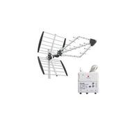Pack viper antenne tnt rateau tv prémontée + amplificateur d'intérieur 2 sorties