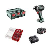 Pack visseuse à chocs 18V SSD 18 LT 200 BL + 1 batterie 18V 4 Ah + 1 chargeur ASC 145 + 1 coffret 35 pièces Shockwave METABO