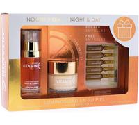 Pack Vitamine C. Crème Hydratante Pour Le Visage Pour Hommes 60ml + Sérum Vitamine C 30ml + 5 Ampoules De 2 Ml De Sérum Pour Le Visage En Cadeau. Traitement Antioxydant Et Illuminant.