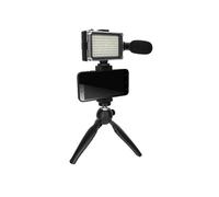 Pack Vlog avec Trépied Pliable, Micro, Projecteur LED Noir