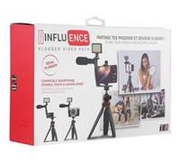 T’NB Influence Kit Vidéo pour Smartphone avec Trepied, Kit Vlogging, Lumière LED, Microphone avec Bonnette, 3 Filtres de Couleur, Télécommande sans Fil, Compatible Android/iPhone - Noir