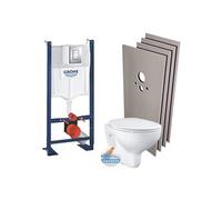 Pack WC bâti-autoportant + Cuvette Bau sans bride + Abattant softclose + Plaque chrome + Set d'habillage (ProjectBau-1-sabo)