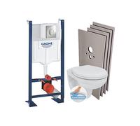 Pack WC Bâti autoportant + Cuvette Porcher rimless + Abattant + Plaque chrome + Set Habillage (ProjectPorcher-2-sabo)