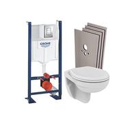 Pack WC bâti-autoportant + WC Porcher sans bride + Abattant + Set d'habillage + Plaque chrome (ProjectPorcher-1-sabo)