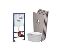 Pack WC autoportant Rapid SL Cuvette Sans Bride SAT Fixations Cachées Plaque Skate Chrome Set Habillage RAPIDSL SATrimless