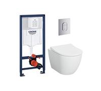 Pack WC autoportant Rapid SL Plaque Arena Chrome Fixations Murales Set Isolation Phonique Cuvette Suspendue Arena S60