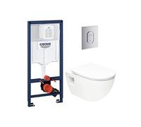 Pack WC autoportant Rapid SL Plaque Arena Chrome Fixations Murales Set Isolation Phonique WC Suspendu Arena Project