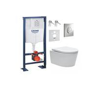 Pack WC bâti-autoportant Rapid SL + WC SAT sans bride + Abattant softclose + Plaque chrome (Autoportant-SAT-2)