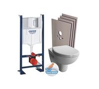 Pack WC autoportant Rapid SL Vitra Normus Sans Bride Abattant Softclose Set Habillage Plaque Chrome