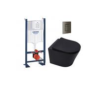Pack WC autoportant Rapid SL WC Infinitio Noir Mat Sans Bride Abattant Softclose Plaque