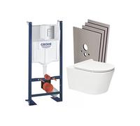 Pack WC autoportant SAT Sans Bride Fixations Invisibles Abattant Slim Softclose Plaque Set Habillage