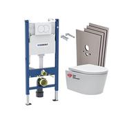 Pack WC avec bâti-support 112 cm + cuvette Swiss Aqua Technologies sans bride + plaque blanche + set habillage (SATrimlessGeb3-sa)