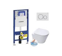 Pack WC avec bâti-support + cuvette SAT Infinitio sans bride + abattant softclose + plaque blanc/chrome mat (GebInfinitio-J)