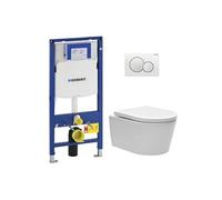 Pack WC avec bâti-support + cuvette SAT rimless fixations invisibles + abattant softclose + plaque blanc alpin GebSATrimless-