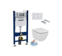 Pack WC Bati-support Geberit Duofix + Cuvette Ideal Standard Tesi Aquablade + Plaque blanche (TesiGeb3)