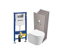 Pack WC Bati-support Geberit + Cuvette Swiss Aqua Technologies sans bride + Set d'habillage + Plaque chrome