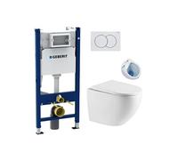 Pack WC Bati-support Geberit Duofix + WC sans bride Swiss Aqua Technologies + abattant SoftClose + plaque blanche