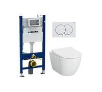 Pack WC Bati-support Geberit Duofix + WC sans bride Vitra S60 + Abattant SoftClose + Plaque Blanche (S60Geb3)