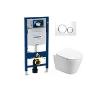 Pack WC avec bâti-support Duofix + WC suspendu SAT Infinitio sans bride + abattant frein de chute + plaque de commande (GebInfinitio)