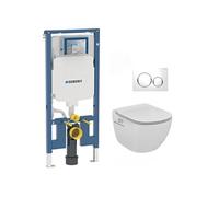 Pack WC avec bâti-support extra-plat UP720 + WC Ideal Standard Tesi AquaBlade + abattant softclose + plaque blanc/chrome