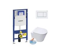 Pack WC avec bâti-support UP320 + WC SAT Infinitio sans bride + abattant softclose + plaque blanche (GebSATInfinitio-K)
