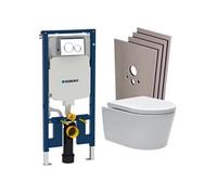 Pack WC avec bâti-support UP720 extra-plat + WC SAT sans bride + abattant + plaque + set d'habillage (SLIM-SATrimless-C-sabo)