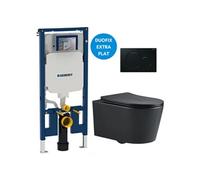 Pack WC Bati-support Geberit UP720 slim + WC sans bride Swiss Aqua Technologies + plaque noire mat (SLIMBLSATA)