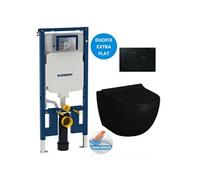 Pack WC avec bâti-support UP720 slim + WC SAT Infinitio 2.0 sans bride noir mat + abattant softclose + plaque noire
