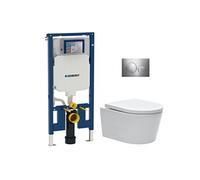 Pack WC avec bâti-support UP720 slim + WC SAT sans bride fixations invisibles + abattant softclose + plaque SLIM-SATrimless-F