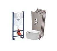 Pack WC Bâti autoportant + Cuvette SAT sans bride, fixations cachées + Plaque blanche + Set habillage (ProjectSATrimless-4-sabo)
