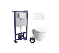 Pack WC bâti-autoportant + Cuvette Vitra S50 + Abattant softclose + Plaque blanche (SMART-S50-4)