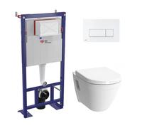 Pack WC bâti-autoportant + Cuvette Vitra S50 + Abattant softclose + Plaque blanche (SMART-S50-4)