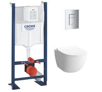 Pack WC Bâti autoportant Rapid SL + WC sans bride Infinitio + Abattant softclose + Plaque chrome (ProjectInfinitio2-1)