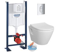 Pack WC Bâti Autoportant Rapid SL + WC sans bride Integra + Abattant softclose + Plaque chrome