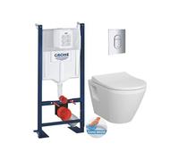 Pack WC Bâti Autoportant Rapid SL + WC sans bride Integra + Abattant softclose + Plaque chrome