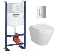 Pack WC Bâti Autoportant Rapid SL + WC sans bride Integra + Abattant softclose + Plaque chrome (ProjectIntegraRimless-1)