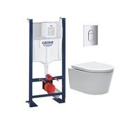 Pack WC Bâti autoportant Rapid SL + WC sans bride SAT + Abattant softclose + Plaque chrome (ProjectSATrimless-8)