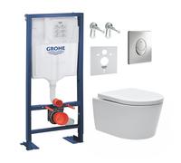 Pack WC bâti-autoportant Rapid SL + WC SAT sans bride + Abattant softclose + Plaque chrome (Autoportant-SAT-2)