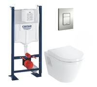 Pack WC Bâti Autoportant Rapid SL + WC suspendu Integra + Abattant softclose + Plaque chrome mat (ProjectIntegra-5)